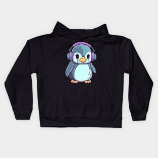 Penguin Headphones Kids Hoodie